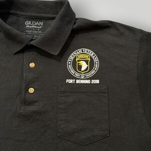 101st Airborne Vietnam Veterans Reunion 2018 Pocket Polo Large Black Gildan